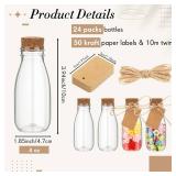 Roshtia 24 Pcs 4oz Plastic Mini Potion Bottles with Cork Lids Small Clear Favor Jars Sand Art Bottles Tiny Jars with Twine and Tags for Wedding Birthday Baby Shower Party Candy DIY Crafts Gifts