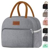 Coobiiya Lunch Bag Lunch Box for Women Men, Small Leakproof Cute Lunch Tote Large Capacity Reusable Insulated Cooler Lunch Container for Work/Office/Picnic/Beach-Grey