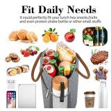 Coobiiya Lunch Bag Lunch Box for Women Men, Small Leakproof Cute Lunch Tote Large Capacity Reusable Insulated Cooler Lunch Container for Work/Office/Picnic/Beach-Grey