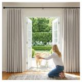 NICETOWN 100% Blackout Linen Curtains 90" Long for Bedroom, Thermal Insulated Living Room Curtains with Liner, Farmhouse Style Linen Blend Window Draperies for Dining Room (2 Panels, 52" W, Natural)