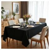 sancua Rectangle Tablecloth - 70 x 120 Inch - Stain and Wrinkle Resistant Washable Polyester Table Cloth, Decorative Fabric Table Cover for Dining Tables, Buffet Parties and Camping, Black