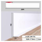 Duzzy Flexible Baseboard Molding Trim, 5 Inch(W) x 20 Feet(L) Peel and Stick Rubber Wall Trim Molding, Self-Adhesive Vinyl Wall Base Cove Base