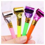 100 Pcs Party Blower, Colorful Birthday Noisemakers Funny Birthday Blow Horns Squawkers Party Whistles New Years Party Favors for Kids Adults