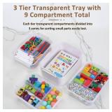 Gifhomfix 4-Layer Plastic Craft Organizers and Storage Box with Removable Trays, Storage Containers with lids and Handle, Art Supply Storage Organizer for Organizing Bead, Sewing, Tool