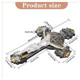 Saint St Benedict Crucifix Medal 2 Tone Wall 10 1/4 Inches, St Benedict Medals Crucifix Wall Cross Large, Hanging Catholic Jesus Christ Cross Wall Decor Religious Gifts, Cruz Del Medalla De San Benito