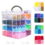 4500 Pcs Acrylic Pony Beads Bulk Large Hole Plastic White Green Gold Red Black Blue Pink 24 Assorted Colors Kandi Hair Beads for Crafts Friendship Bracelet Jewelry Making Kit Set - Retail: $21