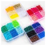 4500 Pcs Acrylic Pony Beads Bulk Large Hole Plastic White Green Gold Red Black Blue Pink 24 Assorted Colors Kandi Hair Beads for Crafts Friendship Bracelet Jewelry Making Kit Set - Retail: $21