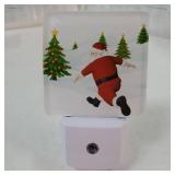 Christmas Night Lights Plug into Wall Santa Claus Running on The Snowfield LED Nightlights Dusk to Dawn for Living Room, Bedroom, Bathroom, Kitchen, Hallway, Stairways, Funny Xmas Night Light - Retail
