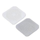 Drain Hair Catcher Square Silicone Trap Shower Drain Cover with Suction Cups for Bathroom Bathtub Kitchen Filter Flat Strainer, 2 Pack - Retail: $6