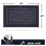 Dirt Trapping Door Mat 20 x 32", Non-Slip Machine Washable Entryway Rug, Entrance Mat, Indoor Front Door Mat, Super Absorbent Entry Rug for Muddy Shoes & Paws, Bluish Grey & Charcoal - Retail: $30"