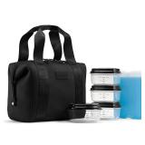 Fit & Fresh Remi Neoprene Lunch Bag For Women - Meal Prep Kit with Containers & XL Ice Pack, Self Insulating Neoprene-like Material, Machine Washable Lunch Bag, Tear-Resistant, Stain-Resistant, Black 