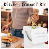 Compost Bin Indoor Kitchen Sealed, Hanging Small Trash Can with Lid Under Sink for Kitchen, Food Waste Bin for Countertop, Mountable Garbage Can for Bathroom, RV, 5L/1.3 Gal, White. 1 Pack. - Retail: 