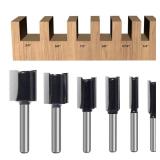 6Pcs Straight Router Bit Set 1/4 Shank, Double Flute Straight Bit Dado Straight Cut Router Bit, Cut Dia 3/4, 5/8", 1/2", 3/8", 5/16", 1/4", Straight Router Bit for Woodworking Groove by SICWOOD - Reta