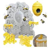 12 Cavity Honeybee Honeycomb Bee Silicone Molds for DIY Cake Fondant Biscuit Cookies Soap Sugar Pudding Chocolate Hard Candies Dessert Candle Decor (5.51x4.52x0.51inch) - Retail: $8