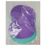 2 Pcs Silicone Make Up Brush Cleaning Mat, Makeup Brush Cleaner Mats, Cosmetic Cleaning Pads, Portable Washing Tool with Suction Cup for Makeup Cosmetic Brushes - Retail: $5
