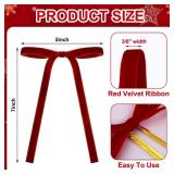 24 Pcs Red Velvet Bows Christmas Tree Ornaments Valentines Day Bows Decoration for Garland Home Coquette Wedding Decor - Retail: $10