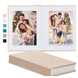 Photo Album 5x7 with Writing Space Linen Cover 5x7 Photo Album Book Holds 30 Photos Ideal for Wedding Theme-Album and Baby Photo Albums (Beige,30 Pockets) - Retail: $36