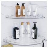 Acrylic Corner Shower Shelves, Adhesive Shower Caddy Organizer for Bathroom Storage Home Decor, Clear, RustProof, No Drilling Bathroom Wall Shelf,2-Pack - Retail: $26