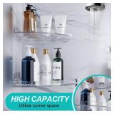 Acrylic Corner Shower Shelves, Adhesive Shower Caddy Organizer for Bathroom Storage Home Decor, Clear, RustProof, No Drilling Bathroom Wall Shelf,2-Pack - Retail: $26