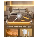 Under Bed Lights, Dimmable Motion Activated Led Light Strip, Under Bed Lighting with Motion Sensor and Power Adapter, Soft Warm Glow LED Lights for Bedroom, Crib, Cabinet and Bathroom