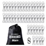 (50PCS) Stainless Steel Laundry Clothes Pins Heavy Duty Outdoor, Clothespins for Hanging Clothes, Metal Clips, Metal Snack Bag Chip Clips for Food Packages, Mini Clothes pins - Retail: $10