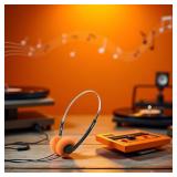 Retro Over-Ear Headphone, Vintage Feelings Underwire Headphones, Retro Lightweight Earphones, Hi-Fi Stereo Earphone Headset, Headphone for Most Mobile Phones Playback Devices Headphones (Orange) - Ret