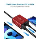 150W Car Power Inverter 12V DC to 110V AC Converter Vehicle Adapter Plug Outlet with 3.1A Dual USB Car Charger for Laptop Computer (Classic Red) - Retail: $17