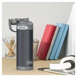 THERMOS FUNTAINER 16 Ounce Stainless Steel Vacuum Insulated Bottle with Wide Spout Lid, Matte Charcoal - Retail: $20