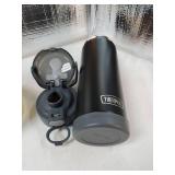 THERMOS FUNTAINER 16 Ounce Stainless Steel Vacuum Insulated Bottle with Wide Spout Lid, Matte Charcoal - Retail: $20