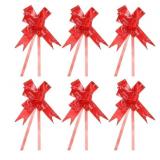 Gift Pull Bows, 100 Pcs Baskets Present Wrapping Bows Heart Pattern Christmas Bow Gift Bows Bulk for Birthday Party, Red