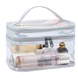 Clear Cosmetic Bag Dual Layer Travel Toiletry Bags Make up Organizer Waterproof Brushes Holder - Retail: $10