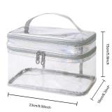 Clear Cosmetic Bag Dual Layer Travel Toiletry Bags Make up Organizer Waterproof Brushes Holder - Retail: $10