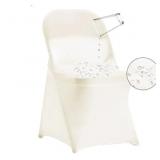 36 PCS Waterproof Stretch Spandex Folding Chair Covers, Dining Room Chair Slipcovers Protector for Wedding, Banquet, Party, Holidays, Celebration and Decoration, Ivory - Retail: $73