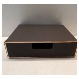 Stackable Organizer Drawer PU Leather Classic Handmade,Organize Home Office Desk Accessories and Sort Letter-Size Paper/a4 Document, Desk Caddy with Drawers Storage Box ,13.1x10x3.7inches,Black - Reta