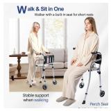 Narrow Walkers for Seniors, Folding with Seat, Lightweight Aluminum, for Seniors and Adults, Compact, Height Adjustable, Supports 350 lbs Only 8LBS - Retail: $100