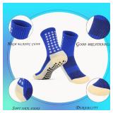 Jerucars Kids Grip Soccer Socks Anti Slip Football Athletic Sports Crew Socks for 8-12 Years Youth Boys Girls blue*3 - Retail: $8
