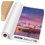 Koala Premium RC Satin Photo Paper Roll, 24 inch x110ft Wide Format for Inkjet Printers, Waterproof, Quick Dry, High Resolution - Retail: $71