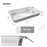 EGGKITPO Hotel Pans Full Size 6-Pack 4 Inch Stainless Steel Trays for Food Commercial Hotel Pan Food Containers Chafing Pans for Restaurant Buffet Party Supplies - Retail: $110