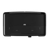 Tork Twin Mini Jumbo Toilet Paper Roll Dispenser Black T2, Protects Rolls, Elevation Range