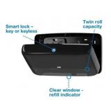 Tork Twin Mini Jumbo Toilet Paper Roll Dispenser Black T2, Protects Rolls, Elevation Range