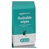 2 pack Amazon Basics Flushable Adult Toilet Wipes, Fragrance Free, 42 Wipes each - Retail: $13