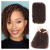 Bulk Human Hair 30g/Pack for Mini Twist, Braiding Hair for Dreadlocks, Loc Repair, Twists, Dreadlock Extensions No Short Hair Medium Brown 14 Inch 4# - Retail: $23