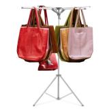 Metal Shopping Bag Rack 51-71 Inch Adjustable Height Heavy Duty Bag Display Stand Holder, 4 Foldable Arms (Gray) - Retail: $40