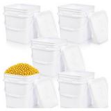 Peohud 5 Pcs 3.2 Gallon Food Grade Bucket with Lid, Square Plastic Pail with Handle for Storing Dry Food, Beans, Flour, Paint, Camping, Fishing - Retail: $46