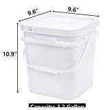 Peohud 5 Pcs 3.2 Gallon Food Grade Bucket with Lid, Square Plastic Pail with Handle for Storing Dry Food, Beans, Flour, Paint, Camping, Fishing - Retail: $46