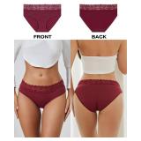 ROSYCORAL Cotton Underwear for Women Lace Trim Briefs Soft Low Rise Ladies Stretchy Hipster Bikini Panties 5 Pack (XL) - Retail: $13
