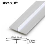 Aluminum T Molding Floor Transition Strip, T Moulding for Laminate Flooring Planks, Vinyl Floor Transition, Rubber Transition (3Pcs x 2.9ft x 1.6in, Matte Silver) - Retail: $25