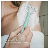 Flamingo Shaving Razor Set for Women - Original Razor Handle, 4 Blade Refills, and Shower Holder - Sage - Retail: $29