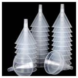 HNBun 30Pcs Plastic Funnels Set, 4.7 Inch Wide Mouth Large Clear Funnels for Filling Water Bottles, Multipurpose Tool with Long Spout - Retail: $29