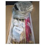 kaiyomi 4Pcs Stanchions with Red Velvet Ropes Set, 5 Feet Velvet Ropes and Posts Poles for Red Carpet Party Decoration and 360° Photo Booth (Golden) - Retail: $72